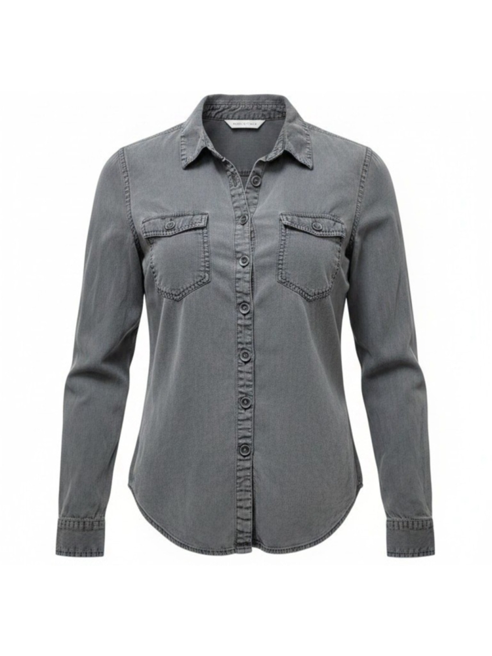 ARIAT Women's Long-Sleeves Collared Button-Up Tencel Roll-Tab Gray Shirt Large